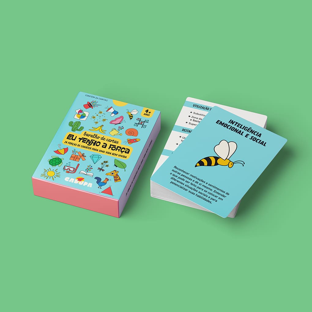 Caixa do Baralho de Cartas Eu Tenho a Força com cartas ilustradas