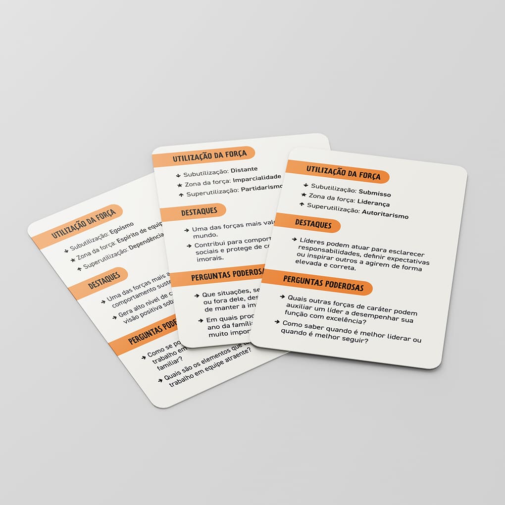 Versos das cartas com descrição, modulação e reflexões